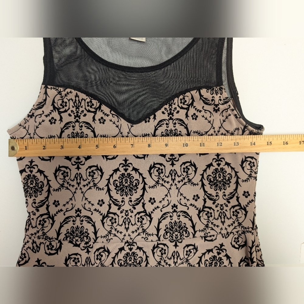 Twik by Simons mesh neck skater dress Nude Black Floral Size S - Picture 6 of 9